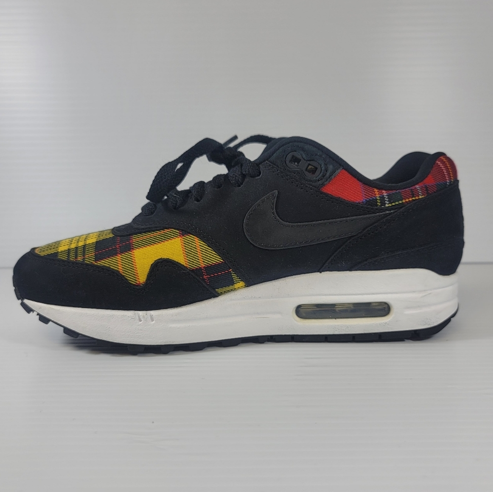 Nike Air Max 1 SE Tartan Women's Sneakers Size 8 Black Plaid Shoes Rare Used - Picture 4 of 11